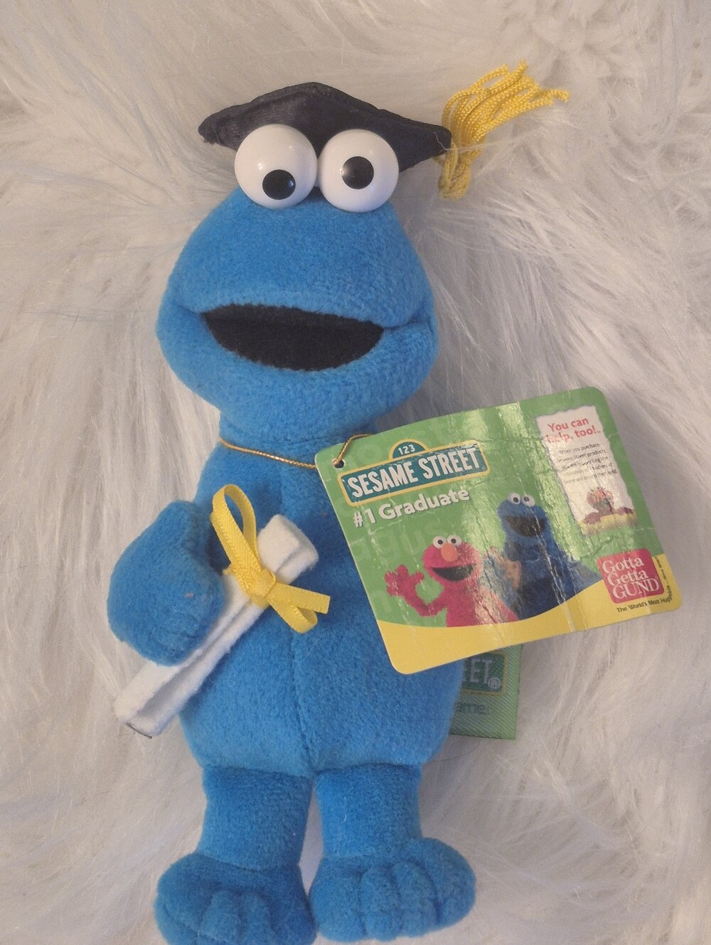 Vintage Cookie Monster Graduate Plush 6.5"